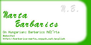 marta barbarics business card